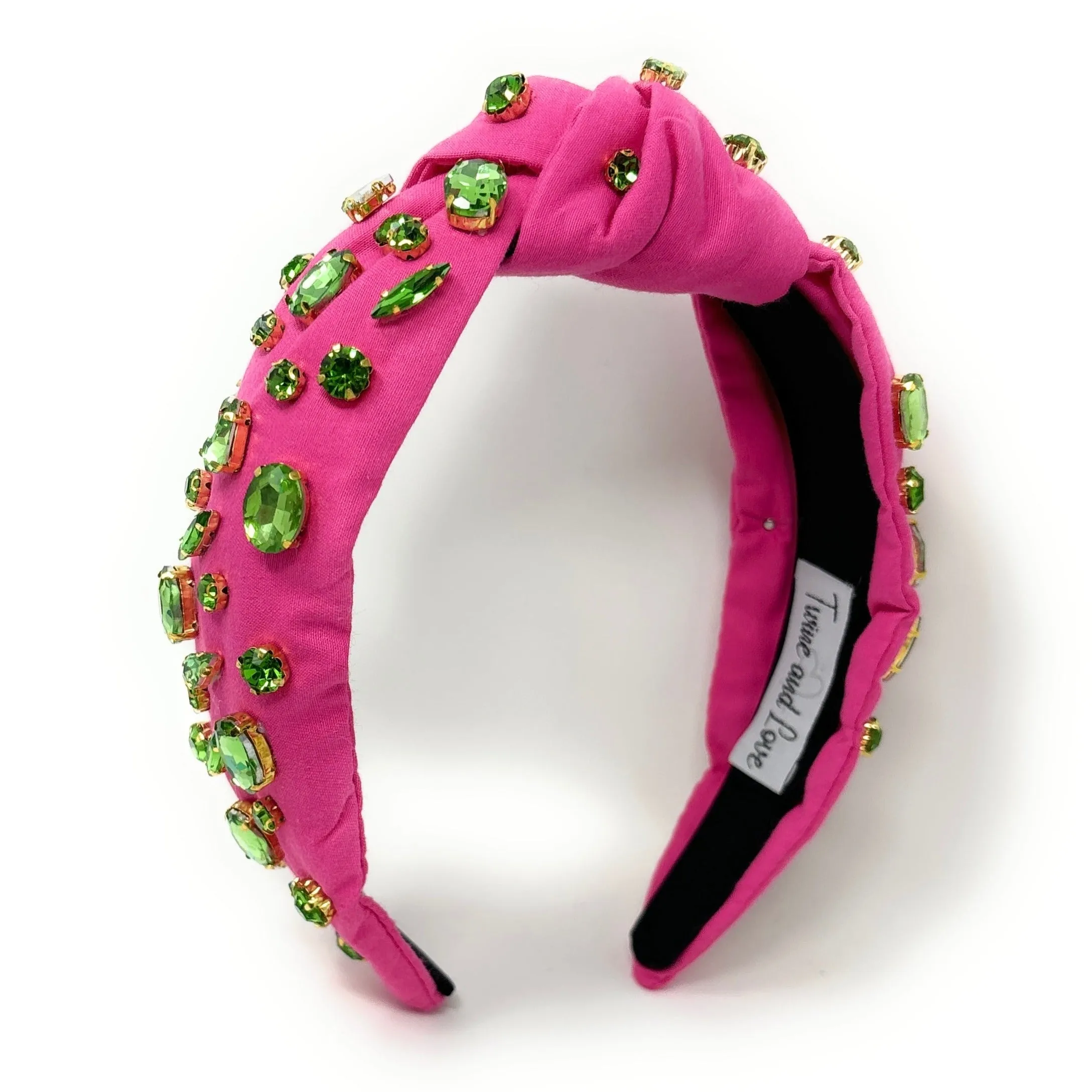 Pink Green Jeweled Knot Headband