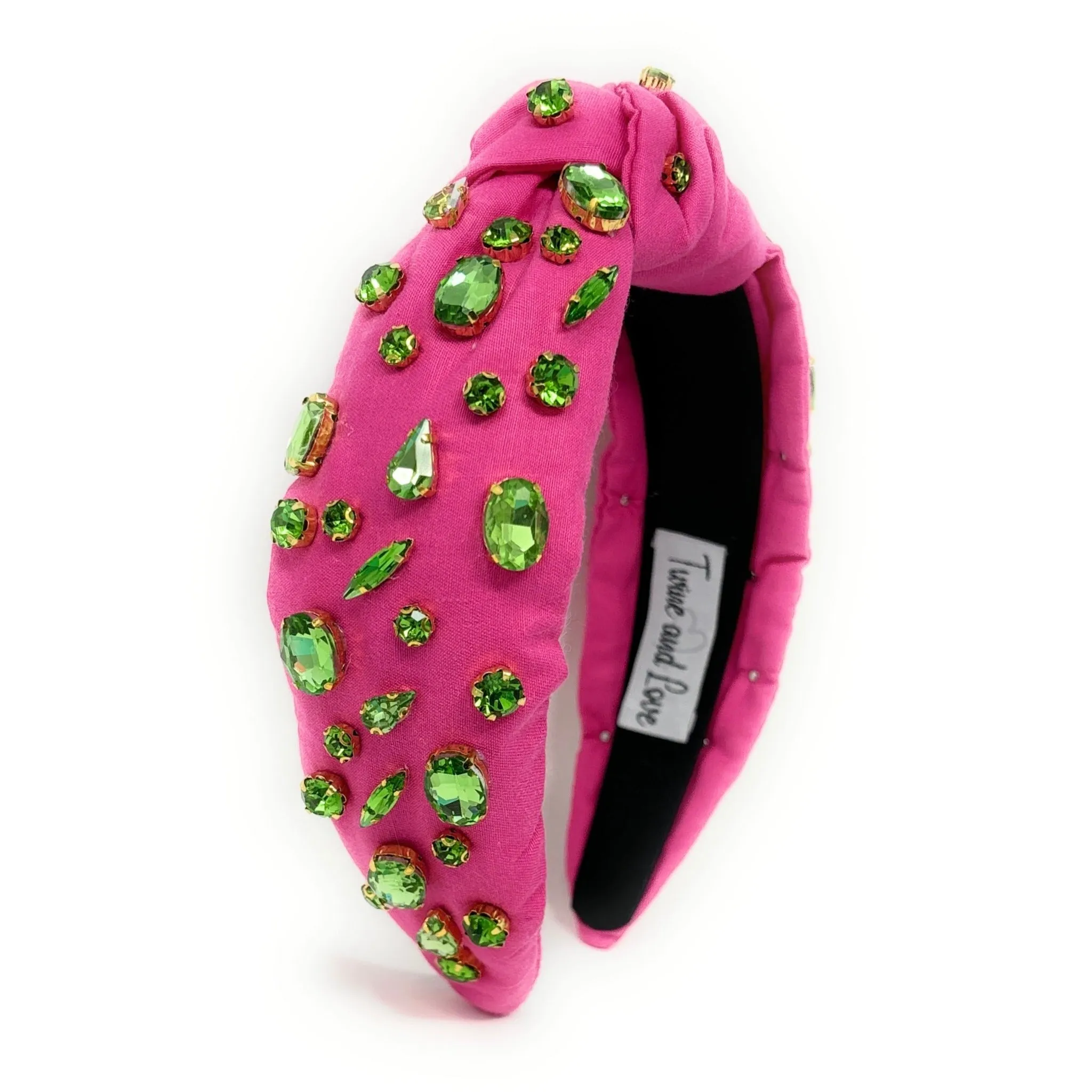 Pink Green Jeweled Knot Headband