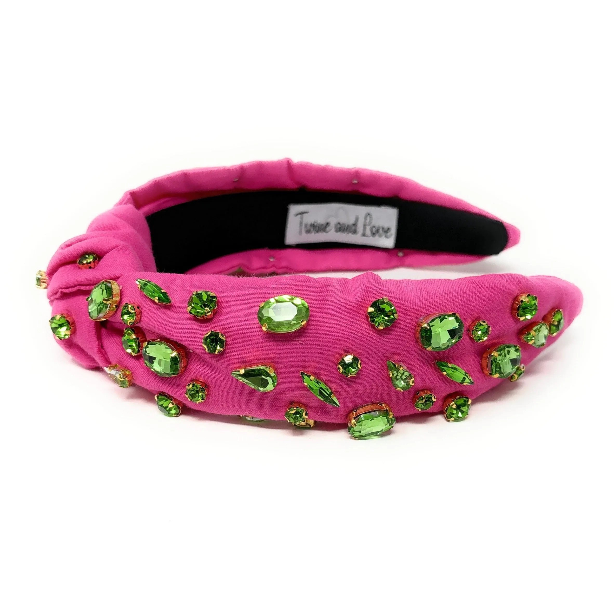 Pink Green Jeweled Knot Headband