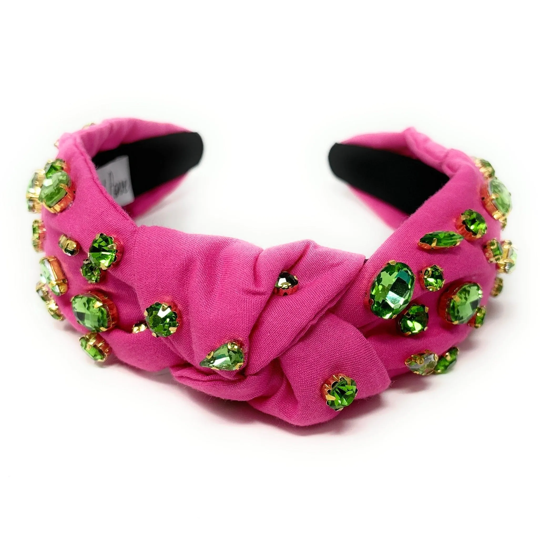 Pink Green Jeweled Knot Headband