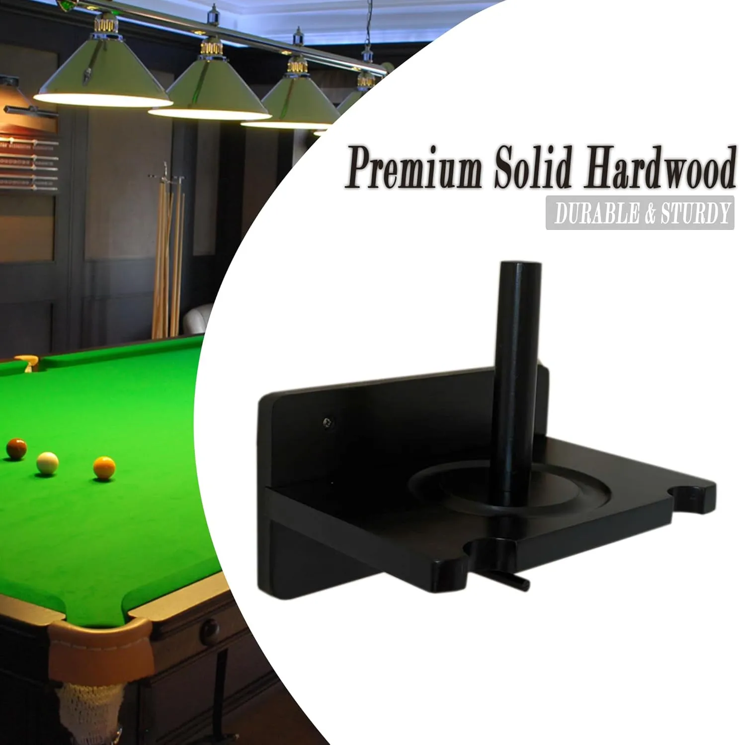 Pool Cue Stick Claw Holder Hold 2 Billiard Cues, Cone Chalk Holder with Ball Rack Wall Mount, Pool Stick Holder Storage Accessories (Black)