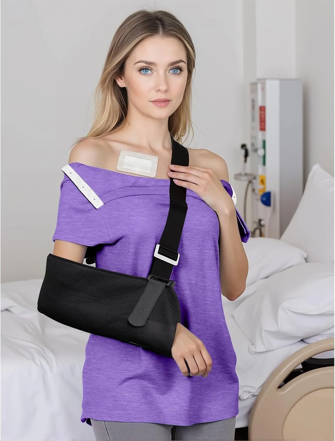 Post Shoulder Surgery Shirts for Women- Short Sleeve-Full Snap-Open Arm Shoulder Recovery Clothing Chemo Clothing