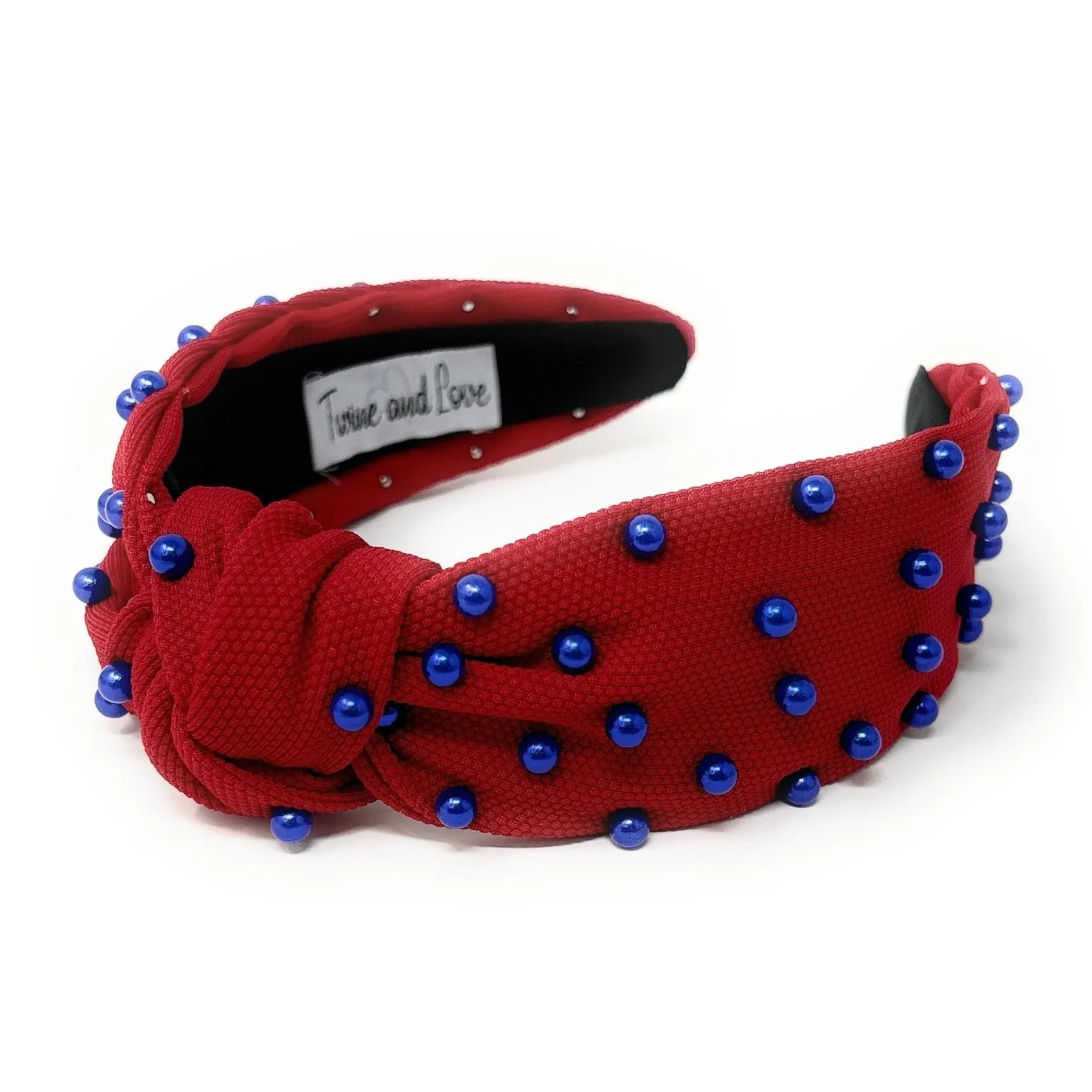 Red Blue Pearl Knot Headband