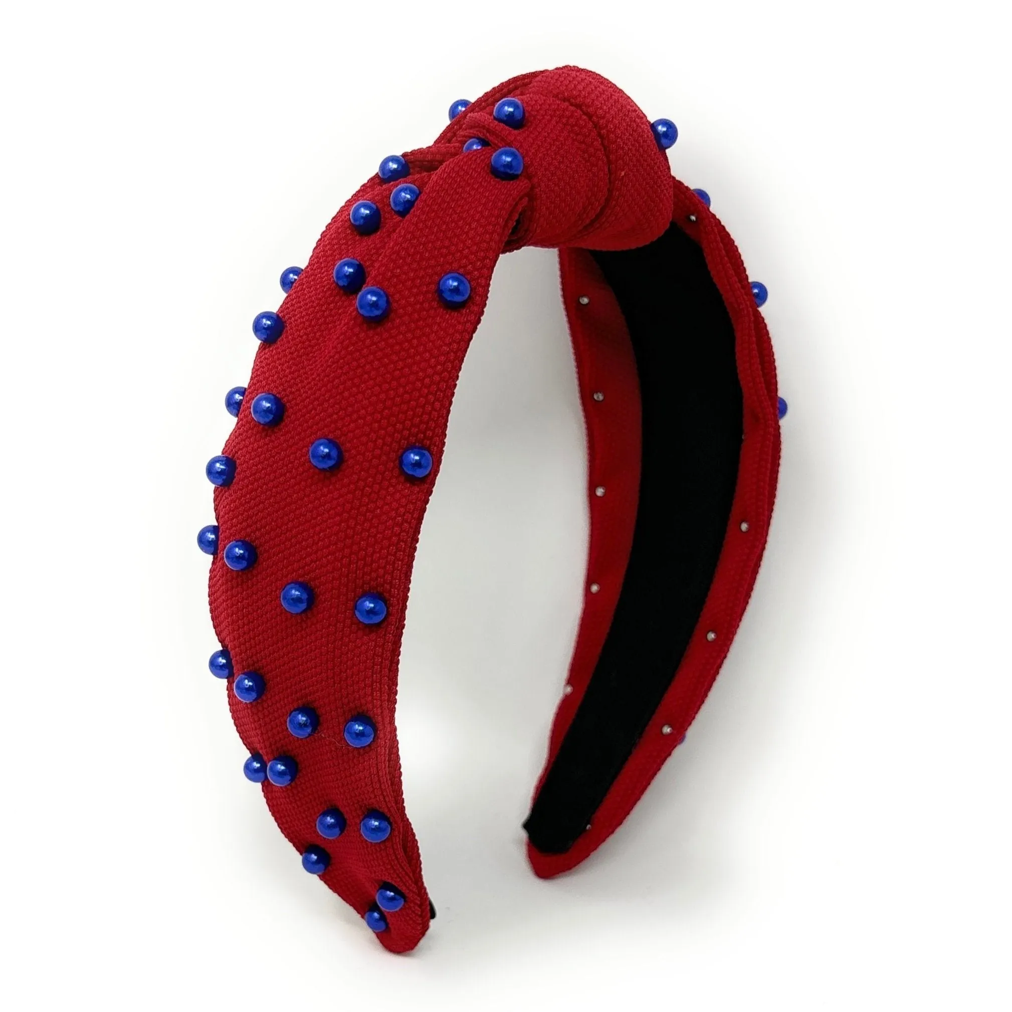 Red Blue Pearl Knot Headband