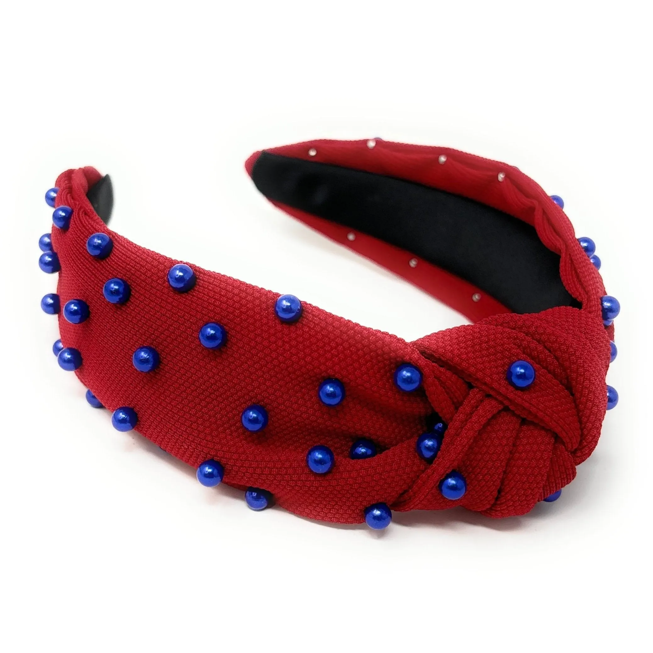 Red Blue Pearl Knot Headband