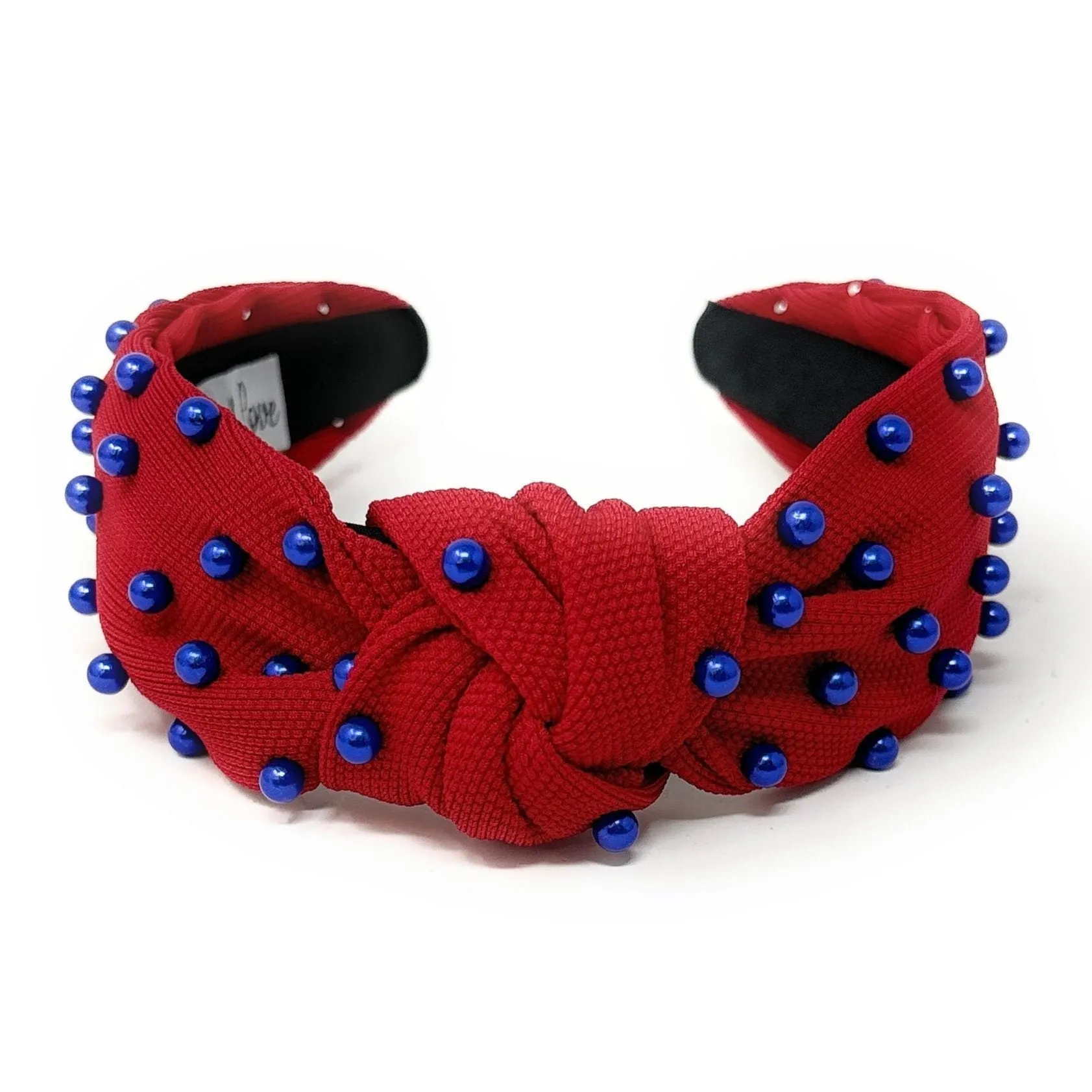 Red Blue Pearl Knot Headband