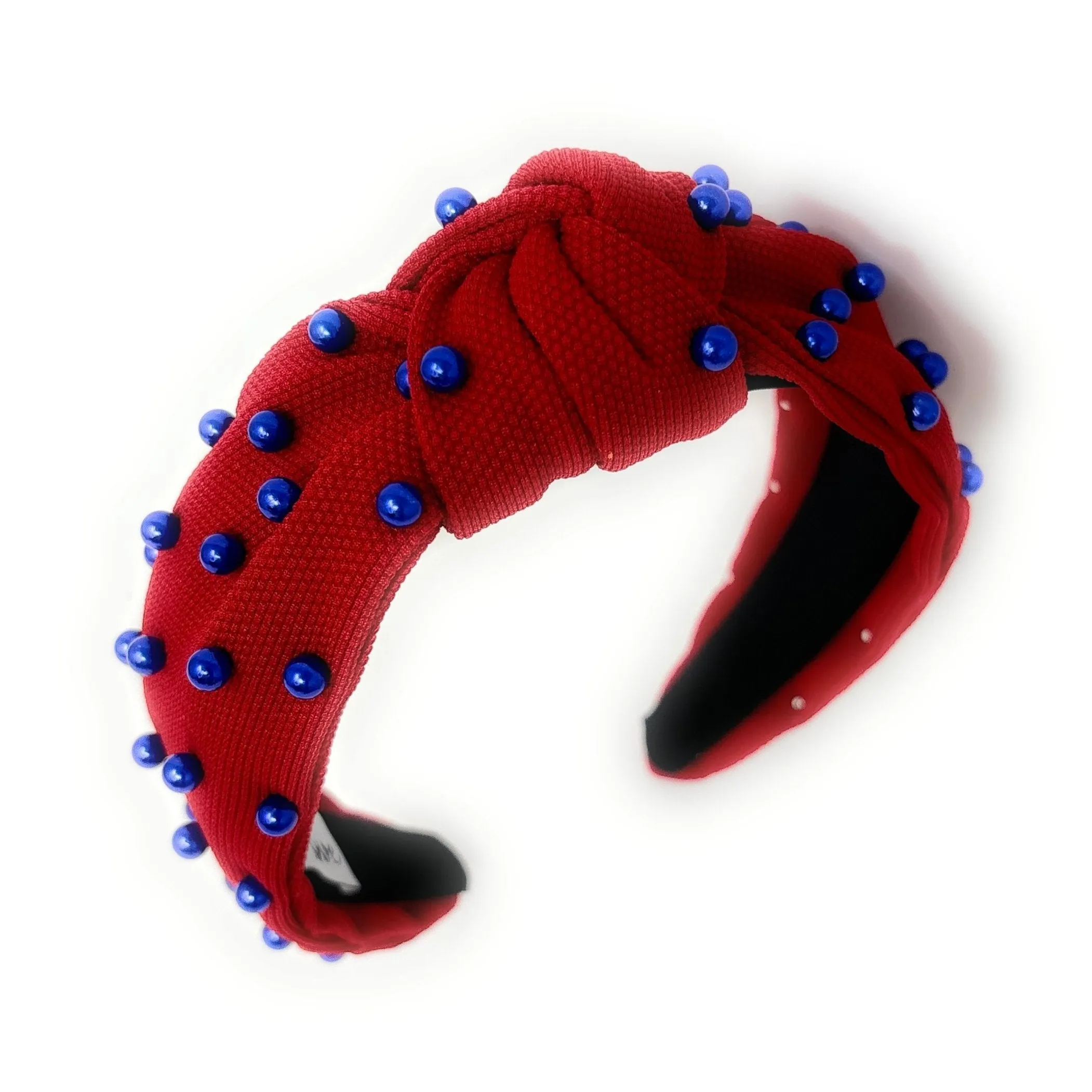 Red Blue Pearl Knot Headband