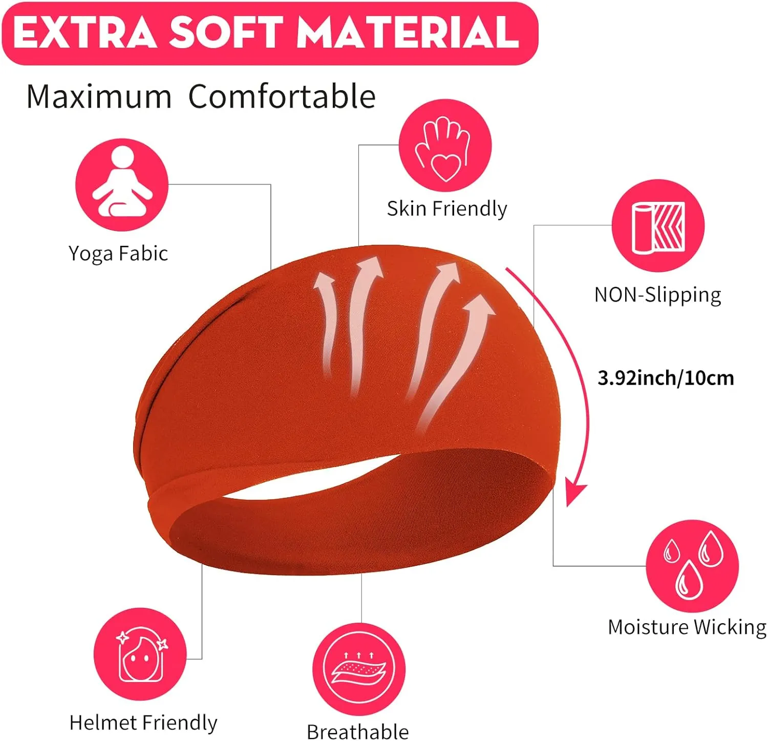 RITOPER Workout Wide Headbands for Women Non Slip, Super Soft Yoga Running Exercise Head Bands, Elastic Sweat Band Hair Bands for Women's Hair, Womens Solid Headband Hair Wrap