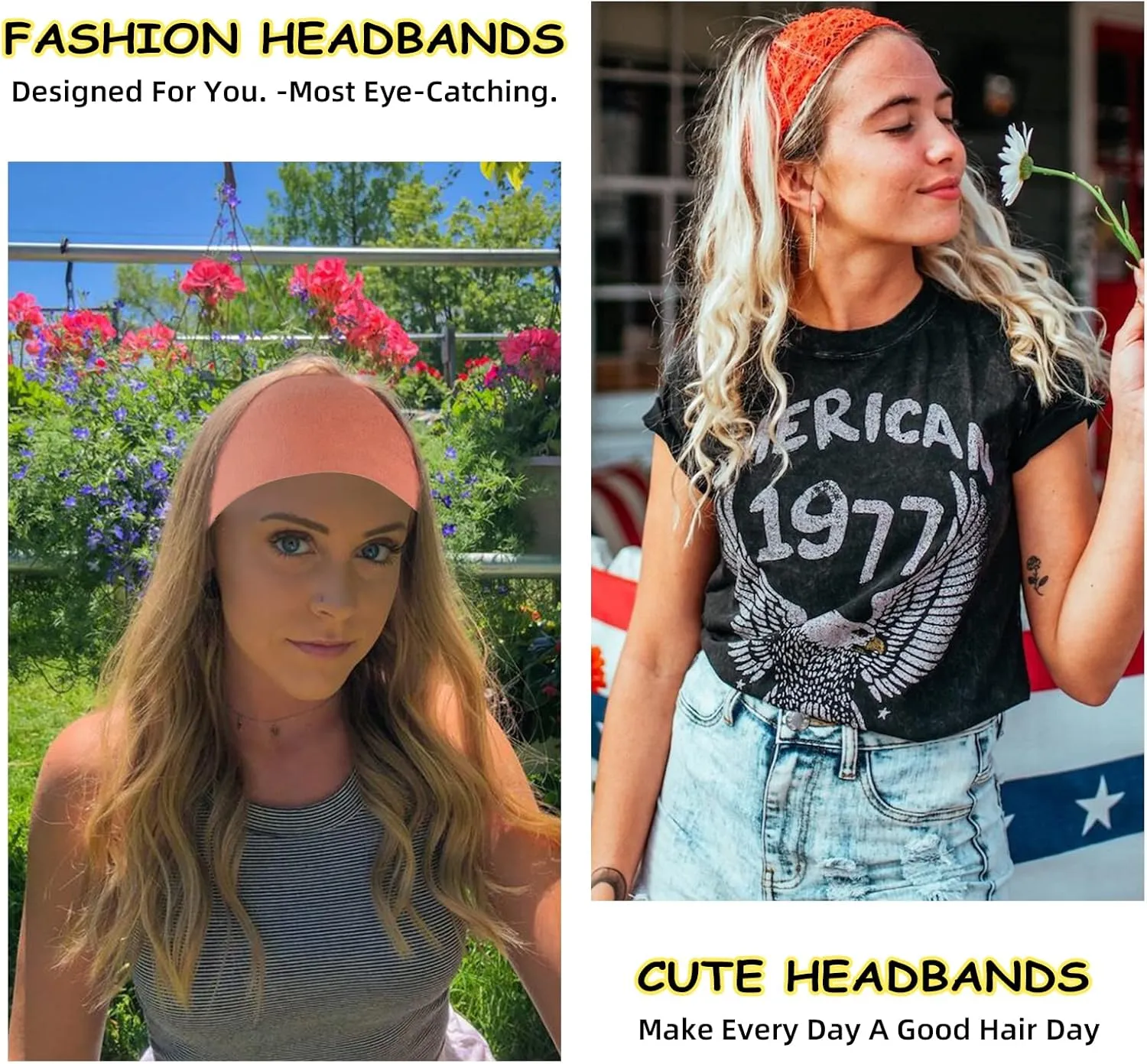RITOPER Workout Wide Headbands for Women Non Slip, Super Soft Yoga Running Exercise Head Bands, Elastic Sweat Band Hair Bands for Women's Hair, Womens Solid Headband Hair Wrap