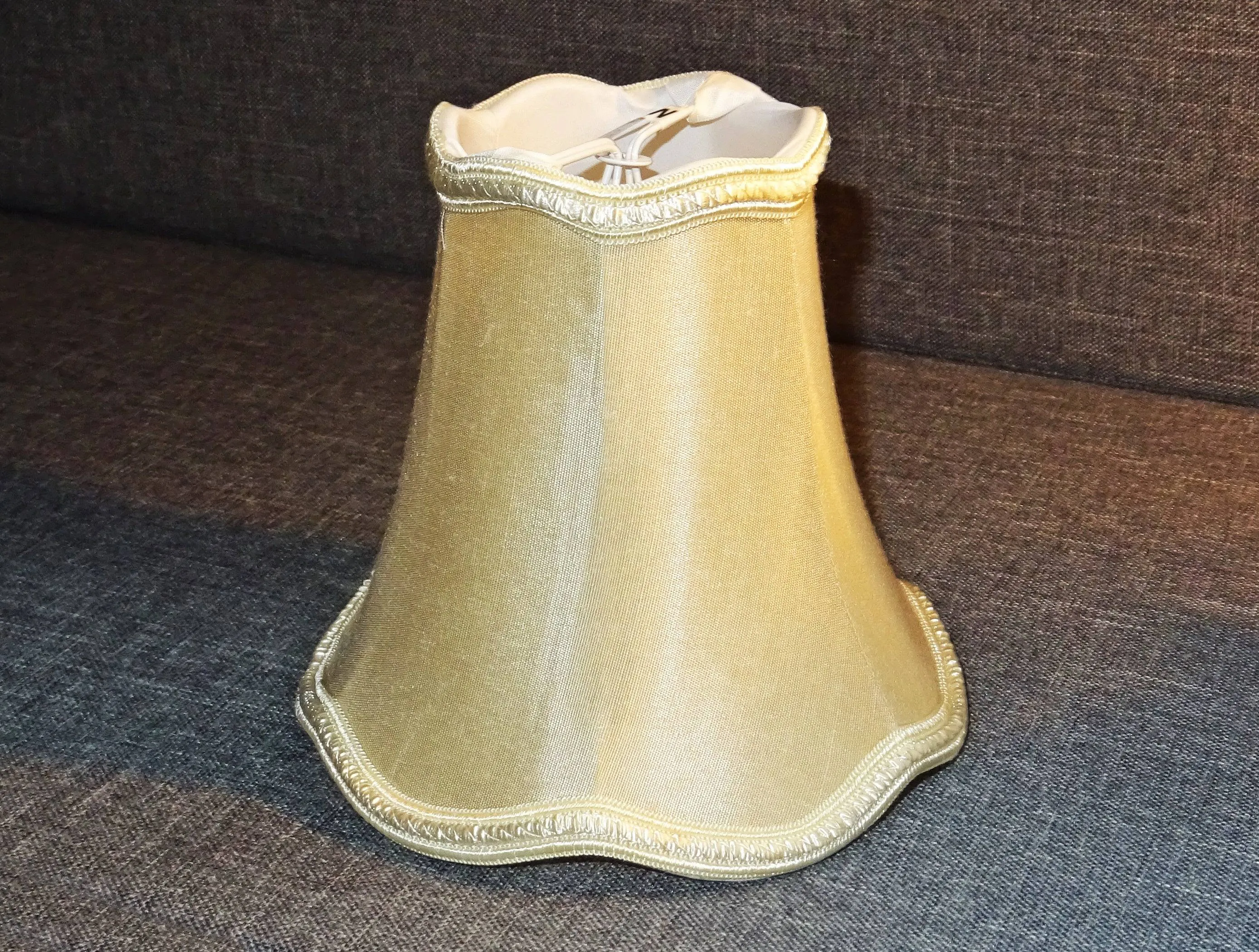 Sand Gold Scallop Clip On Bulb Candle Lampshade 6' for Chandelier or Light Fitting or Wall Lamp Shade Retro