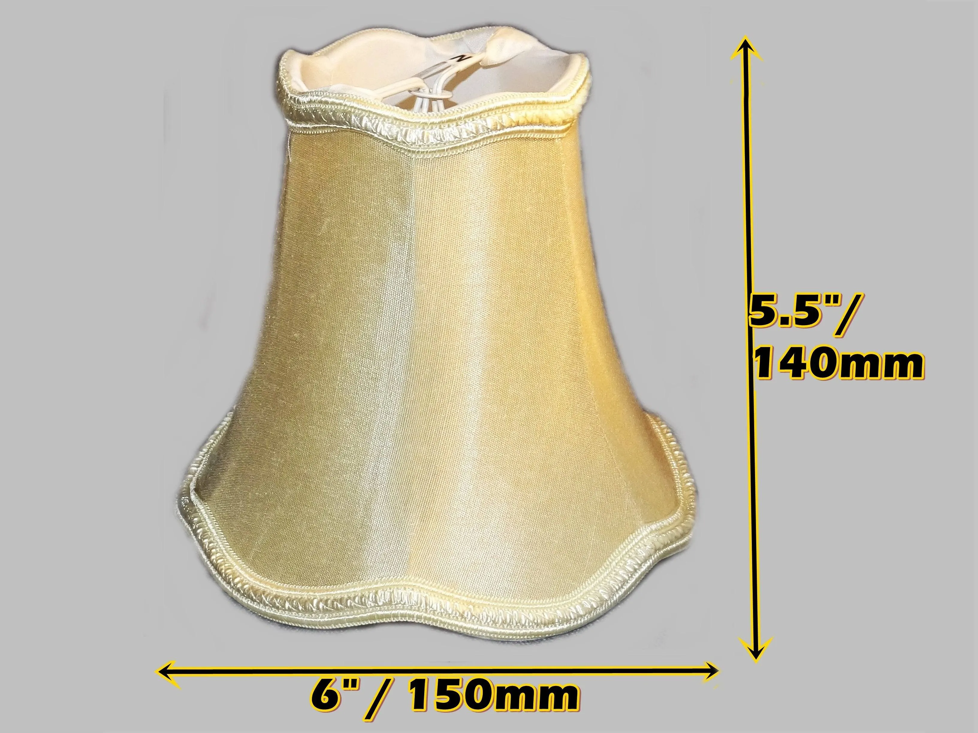 Sand Gold Scallop Clip On Bulb Candle Lampshade 6' for Chandelier or Light Fitting or Wall Lamp Shade Retro