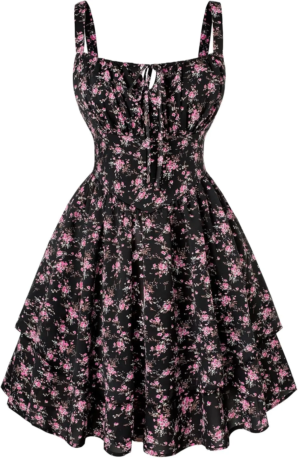 Scarlet Darkness Floral Corset Dress for Women Ruffle Mini Dress Summer Sundress