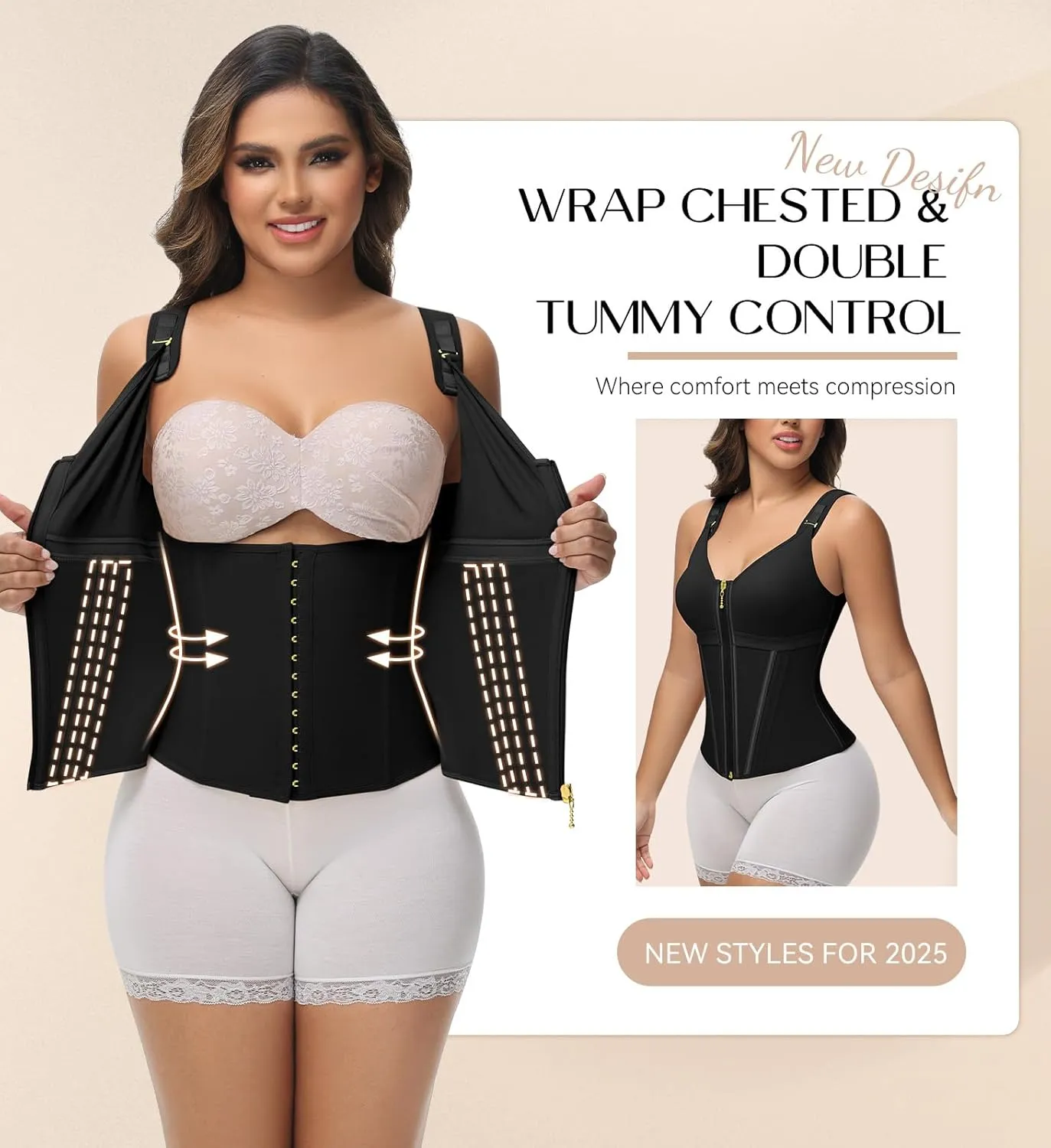 SHAPSHE Waist Trainer Corset for Women Tummy Control Sport Workout Body Shaper Vest for Women Postpartum Gym Zipper and Hooks