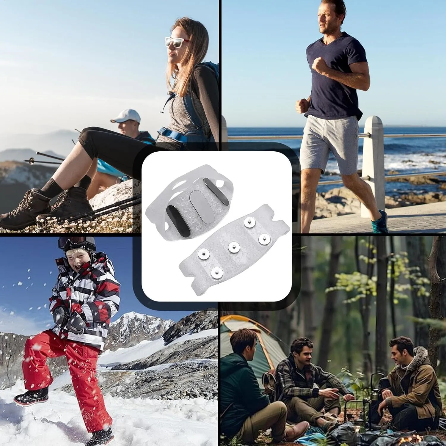 Shoes Gripper Spikes - Anti Slip Traction Cleats, Ice And Snow Shoes Grippers | Good Elasticity Traction Cleats Durables Shoe Spikes Winter Safety, Non Slip Grips For Hiking Walking Outdoor Activities