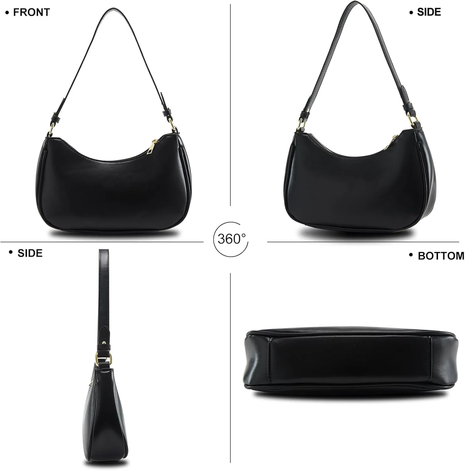 Shoulder Bag for Women Y2K Trendy Hobo Handbags Purse Vegan Leather Clutch Handbag with 2 Adjustable Removable Straps