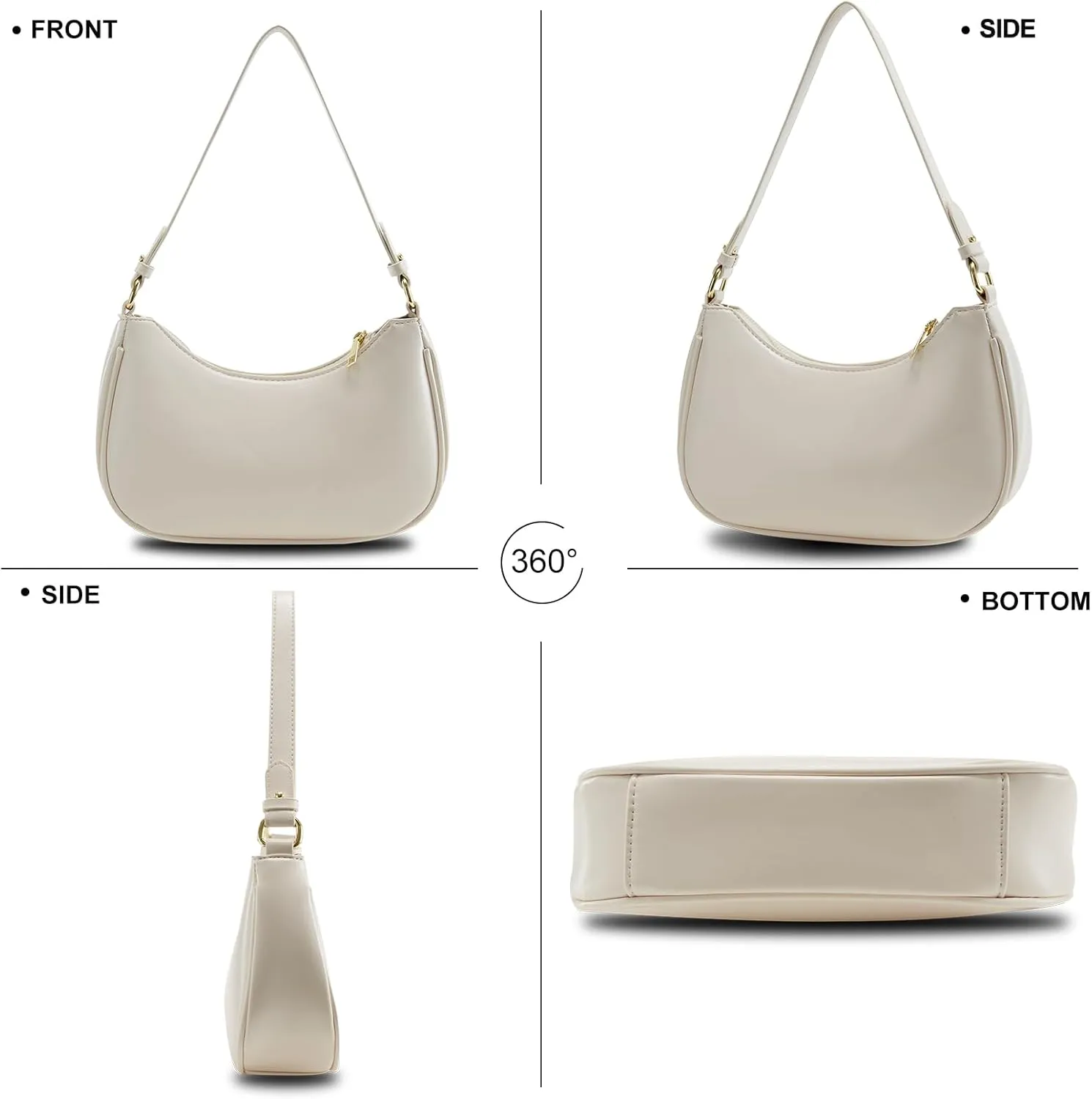 Shoulder Bag for Women Y2K Trendy Hobo Handbags Purse Vegan Leather Clutch Handbag with 2 Adjustable Removable Straps