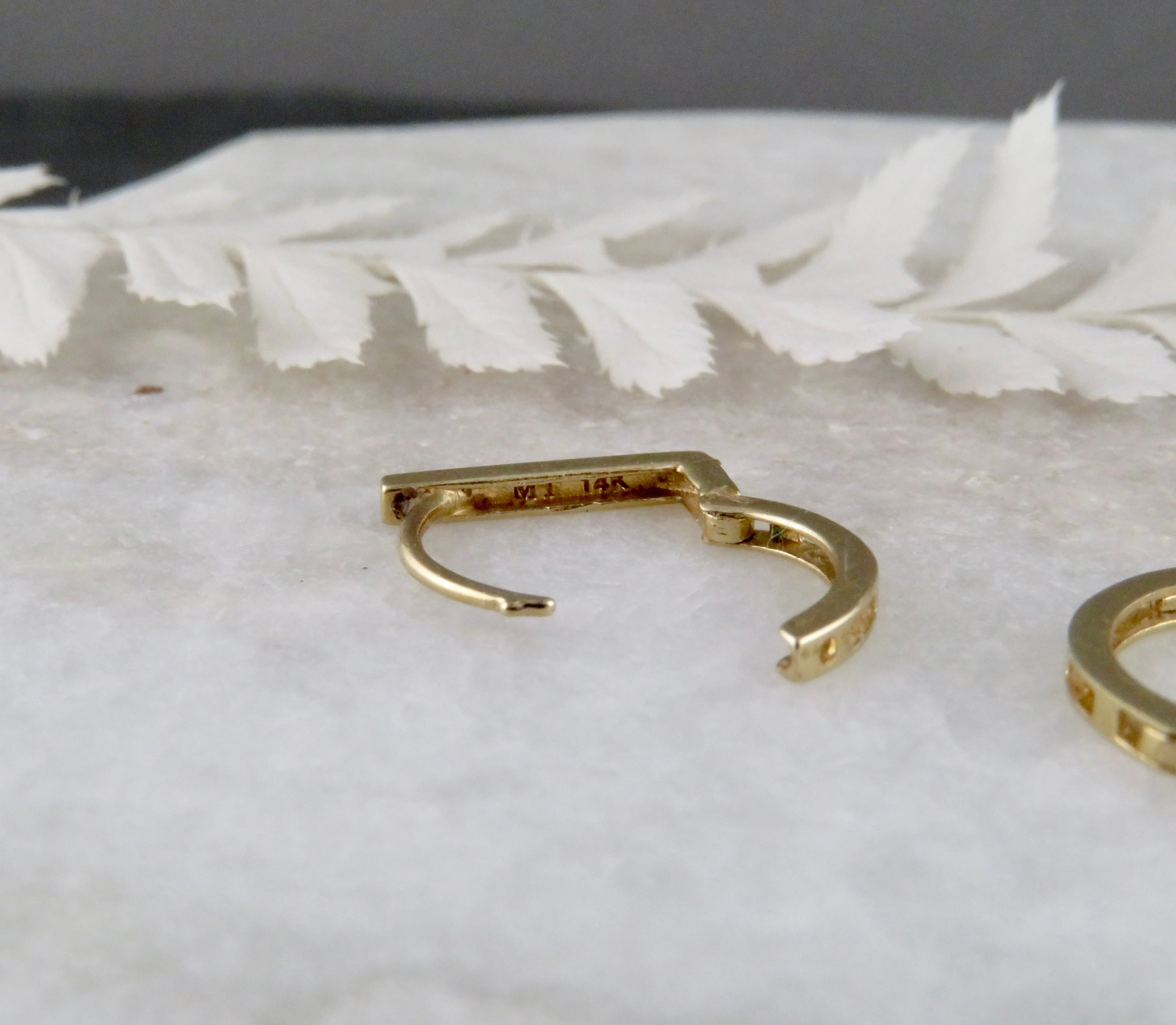 Solid Gold Angled Clicker Hoops