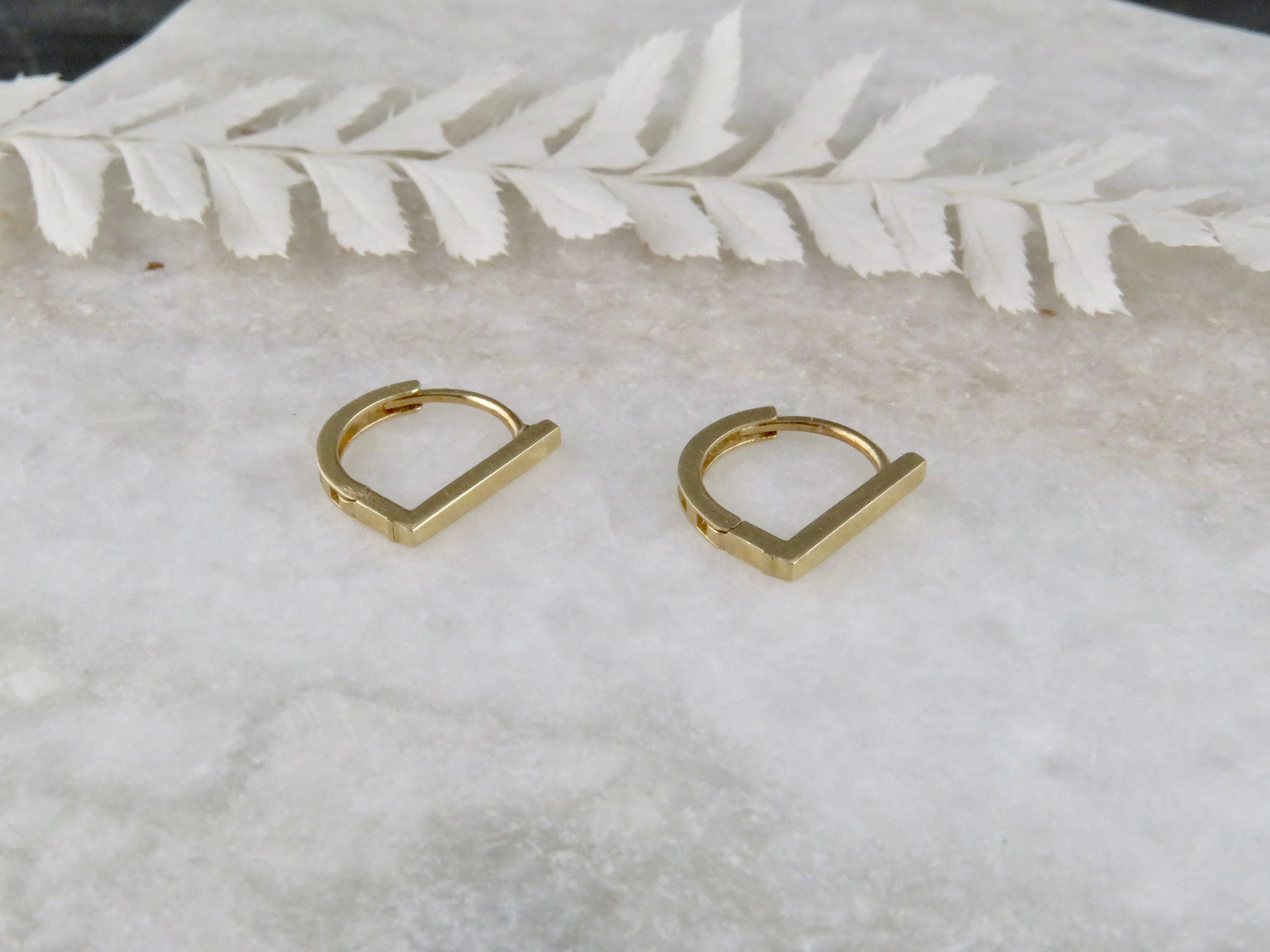 Solid Gold Angled Clicker Hoops