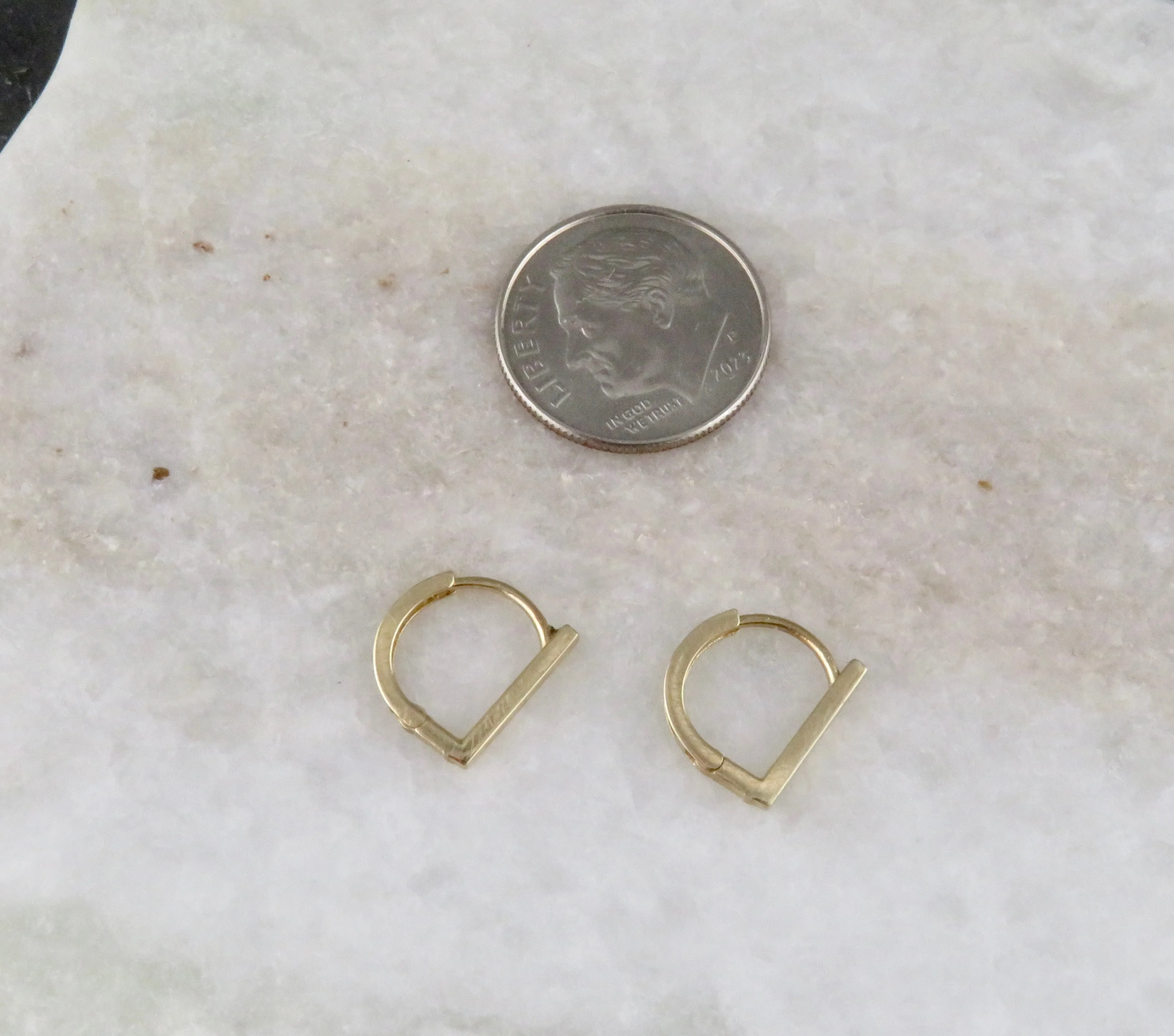 Solid Gold Angled Clicker Hoops