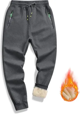 STICKON Mens Sherpa Lined Sweatpants Winter Warm Fleece Pants