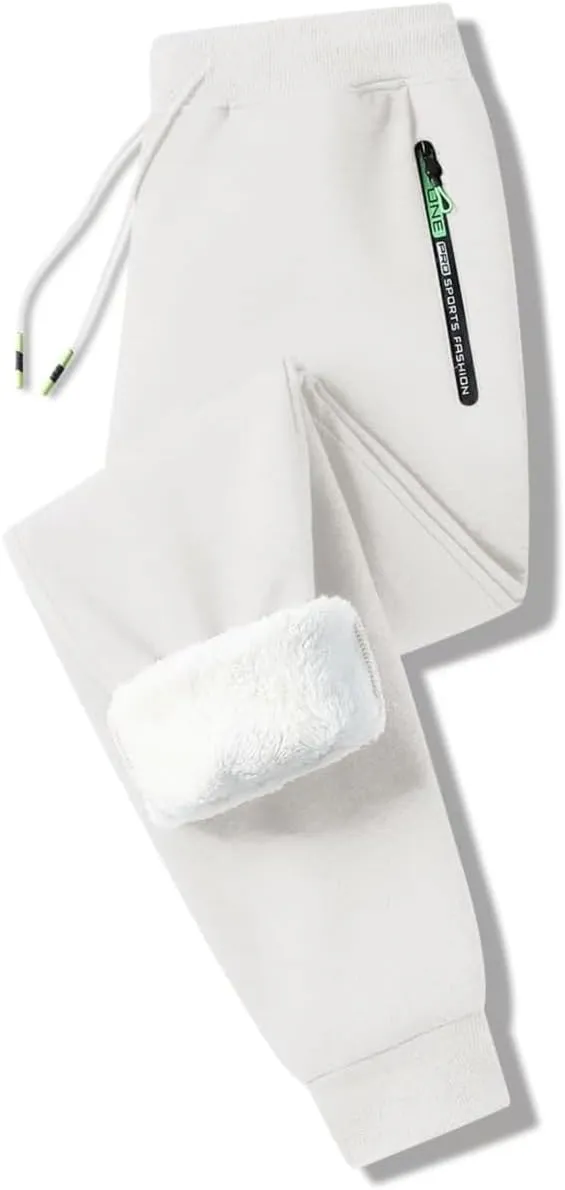 STICKON Mens Sherpa Lined Sweatpants Winter Warm Fleece Pants