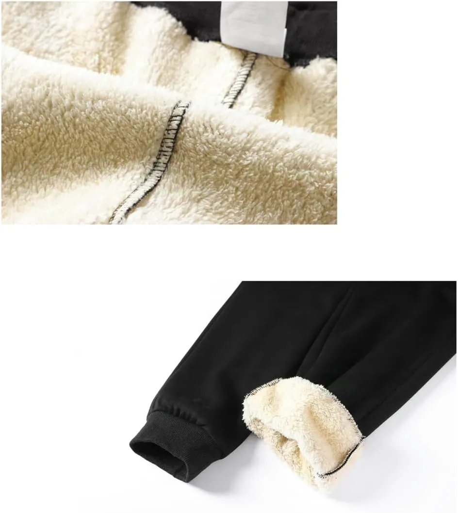 STICKON Mens Sherpa Lined Sweatpants Winter Warm Fleece Pants