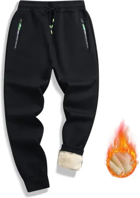 STICKON Mens Sherpa Lined Sweatpants Winter Warm Fleece Pants