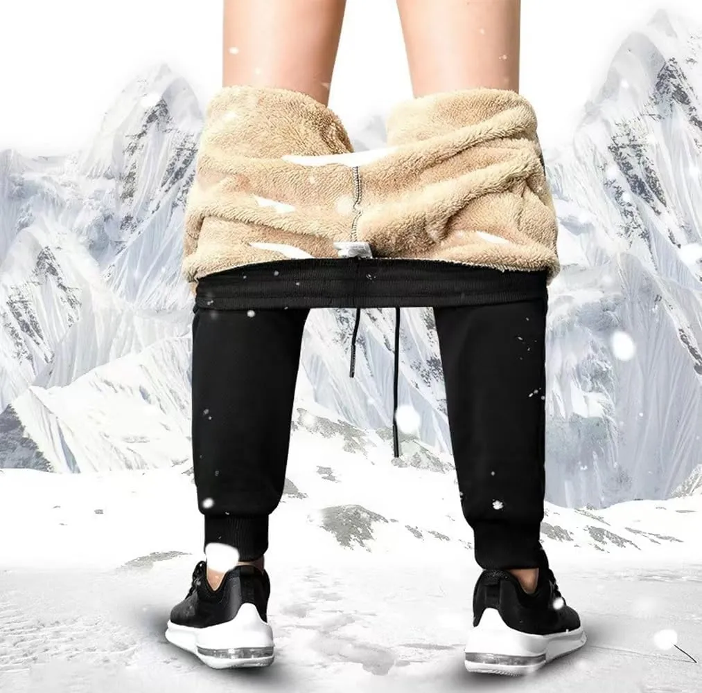 STICKON Mens Sherpa Lined Sweatpants Winter Warm Fleece Pants