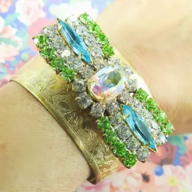 Stylish crystal wide cuff bracelet