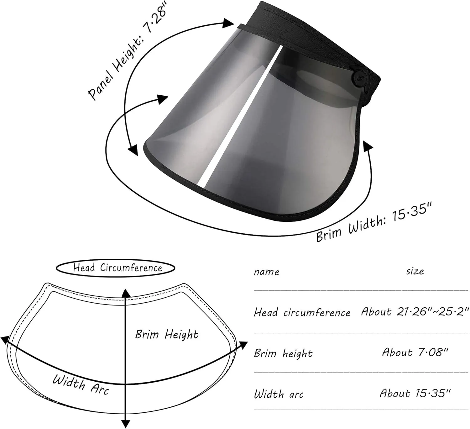 Sun Visors Hat Women Roll up Adjustable Outdoors Wide Brim Clear Visor Cap