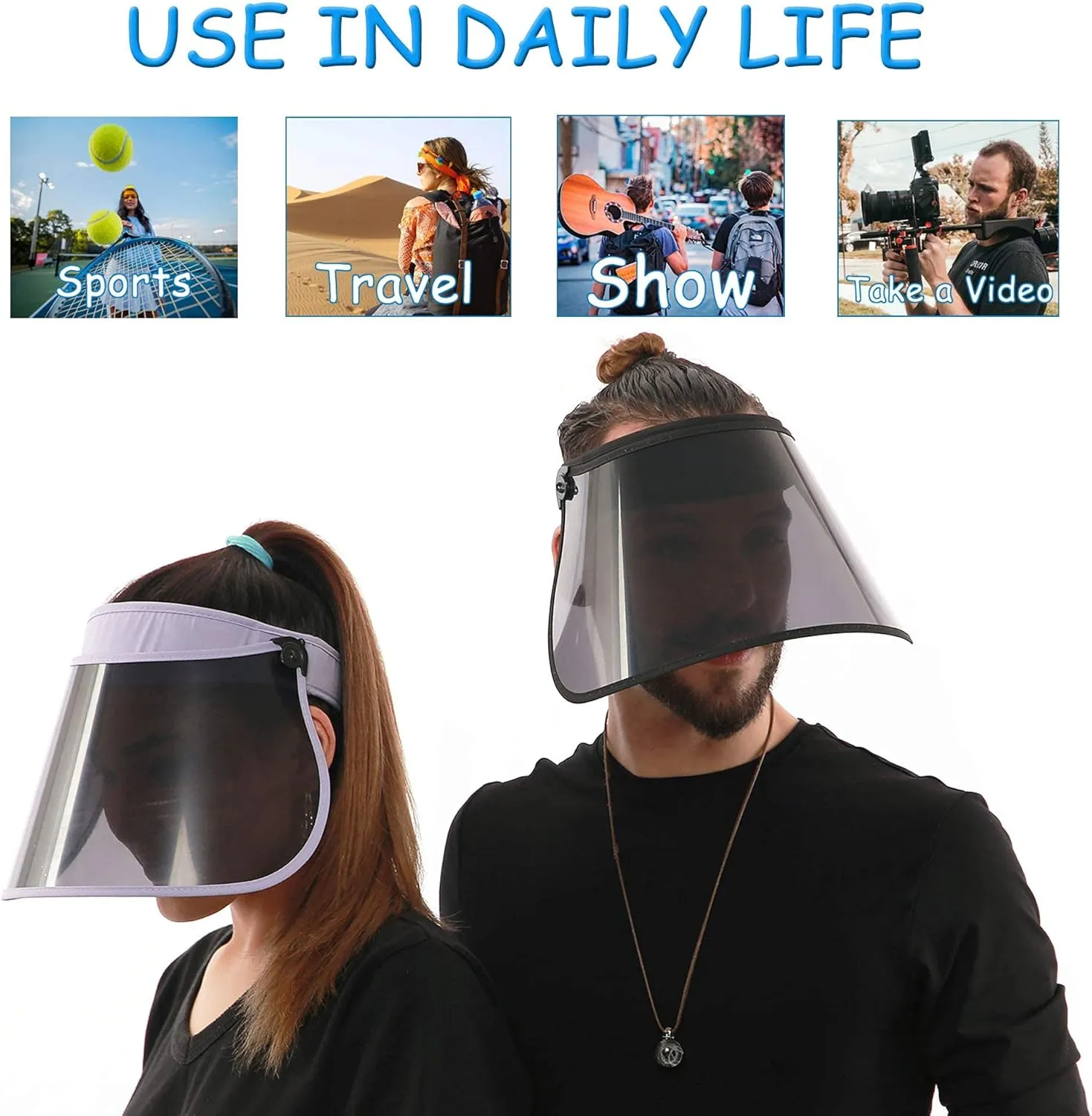 Sun Visors Hat Women Roll up Adjustable Outdoors Wide Brim Clear Visor Cap