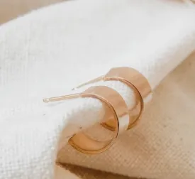 Thick Huggie Hoop Stud Earrings