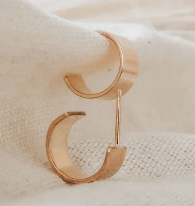 Thick Huggie Hoop Stud Earrings