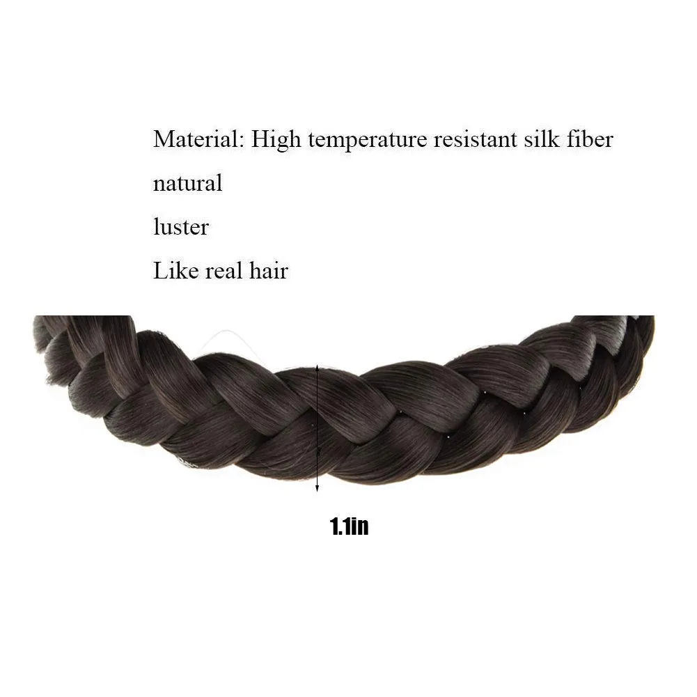 TOECWEGR Braid Headband 3 Strand Synthetic Braided Hair Headbands Stretch Plaited Hairpiece Fashion Girl Costume Accessory
