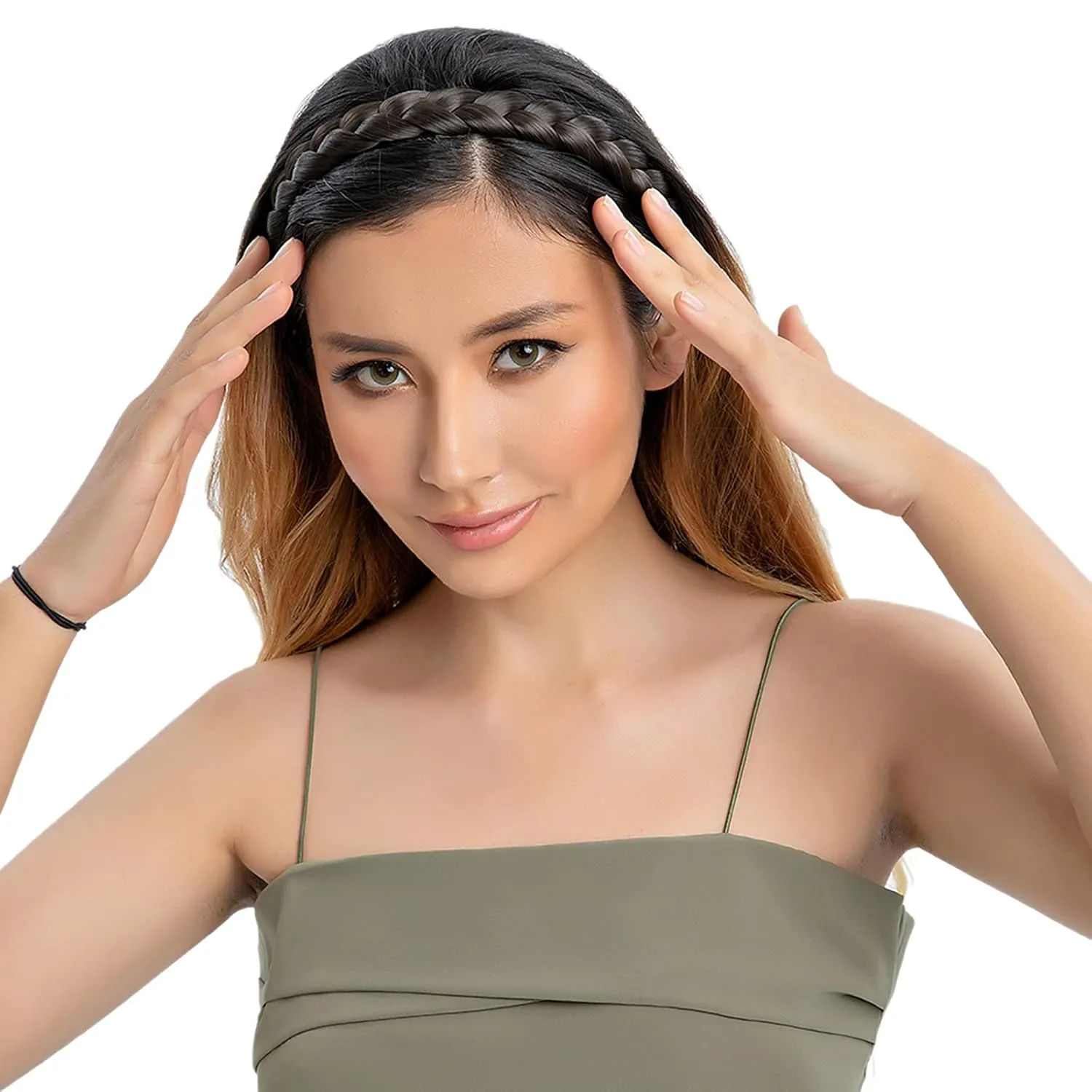 TOECWEGR Braid Headband 3 Strand Synthetic Braided Hair Headbands Stretch Plaited Hairpiece Fashion Girl Costume Accessory