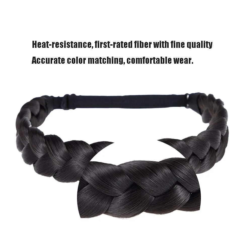 TOECWEGR Braid Headband 3 Strand Synthetic Braided Hair Headbands Stretch Plaited Hairpiece Fashion Girl Costume Accessory