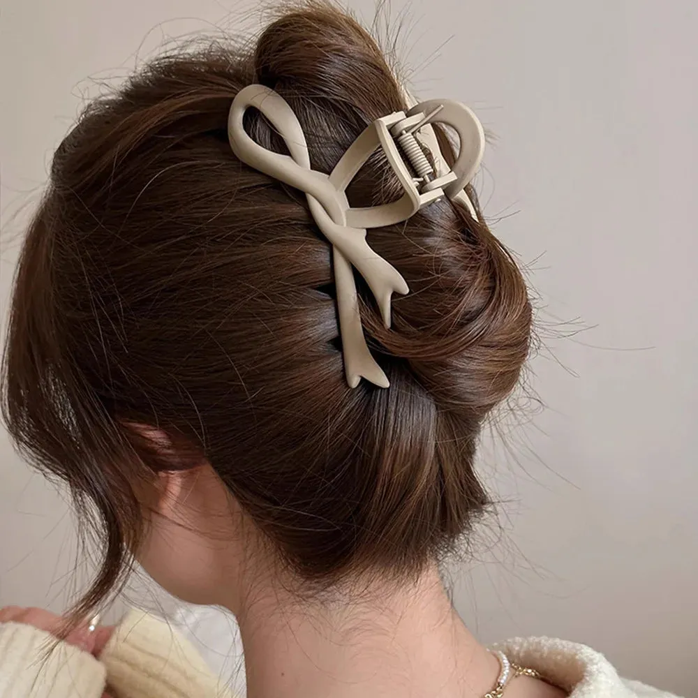 VAIGE 11.5cm Matte Acrylic Bow Hair Claw Clip - Elegant Geometric Hair Accessories in Black, Dark Coffee, Coffee, and Milk Tea