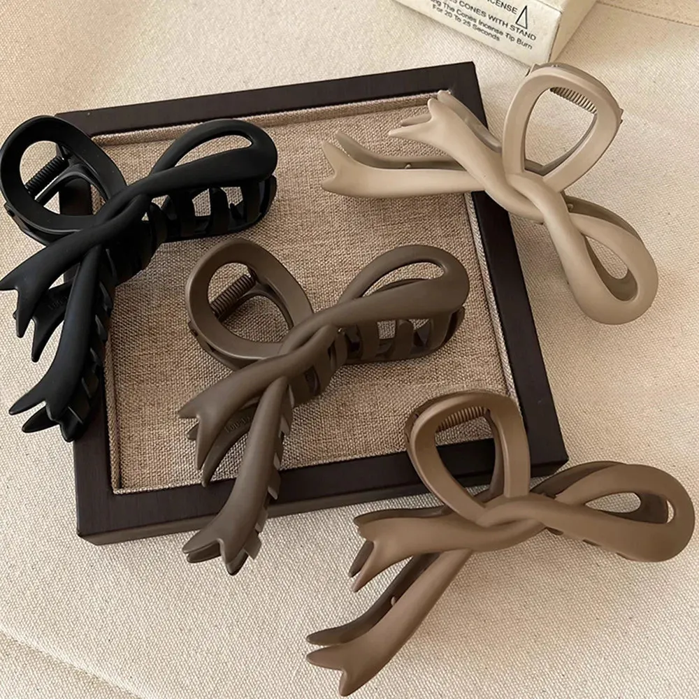 VAIGE 11.5cm Matte Acrylic Bow Hair Claw Clip - Elegant Geometric Hair Accessories in Black, Dark Coffee, Coffee, and Milk Tea
