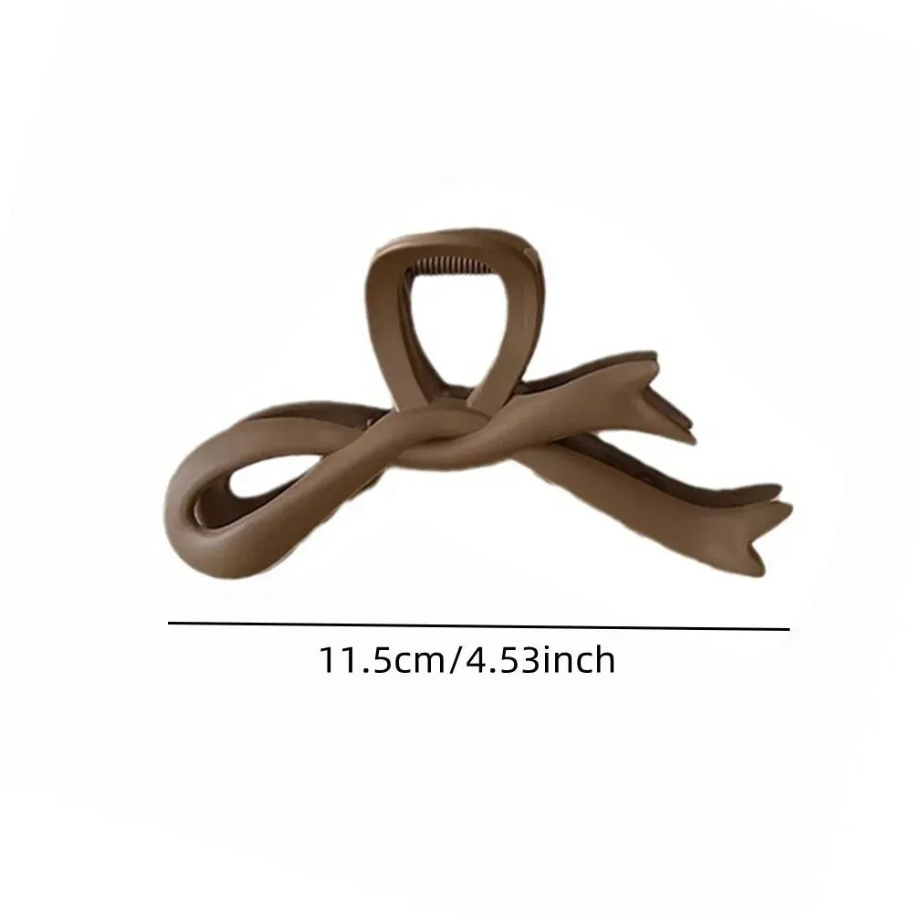 VAIGE 11.5cm Matte Acrylic Bow Hair Claw Clip - Elegant Geometric Hair Accessories in Black, Dark Coffee, Coffee, and Milk Tea