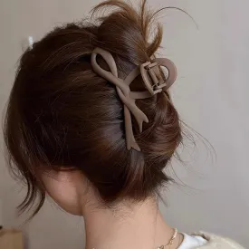 VAIGE 11.5cm Matte Acrylic Bow Hair Claw Clip - Elegant Geometric Hair Accessories in Black, Dark Coffee, Coffee, and Milk Tea