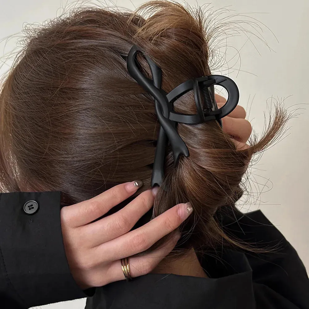 VAIGE 11.5cm Matte Acrylic Bow Hair Claw Clip - Elegant Geometric Hair Accessories in Black, Dark Coffee, Coffee, and Milk Tea