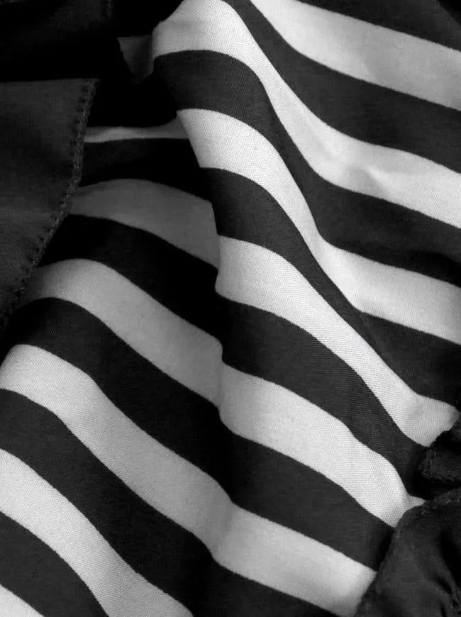 Victorian Steampunk Gothic Irregular High-low Ruffle Skirt /Black and White Stripes