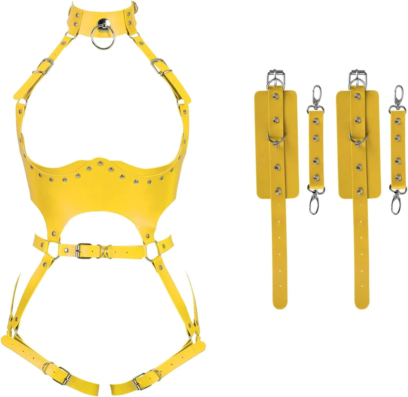 Waist Garter belt Punk Full body harness for women Photography Dance Rock Halloween Leather cage Chest strap set