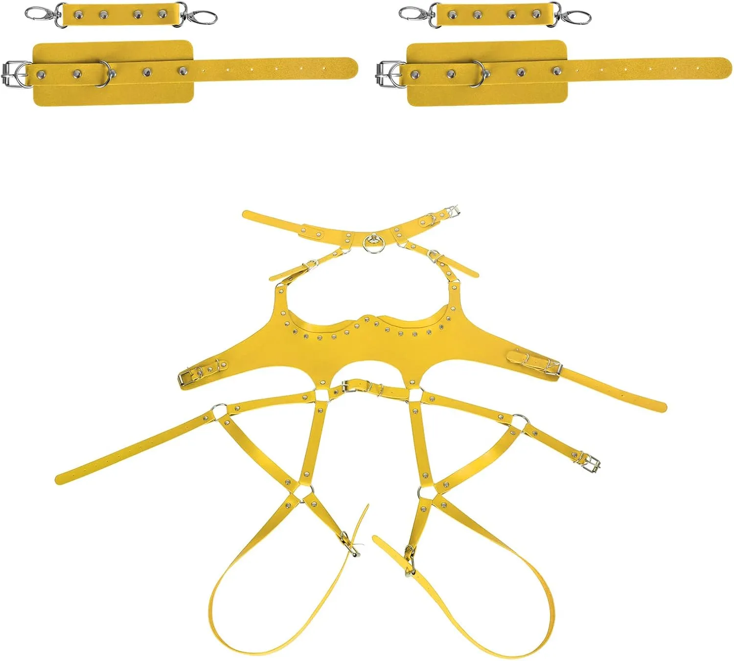 Waist Garter belt Punk Full body harness for women Photography Dance Rock Halloween Leather cage Chest strap set