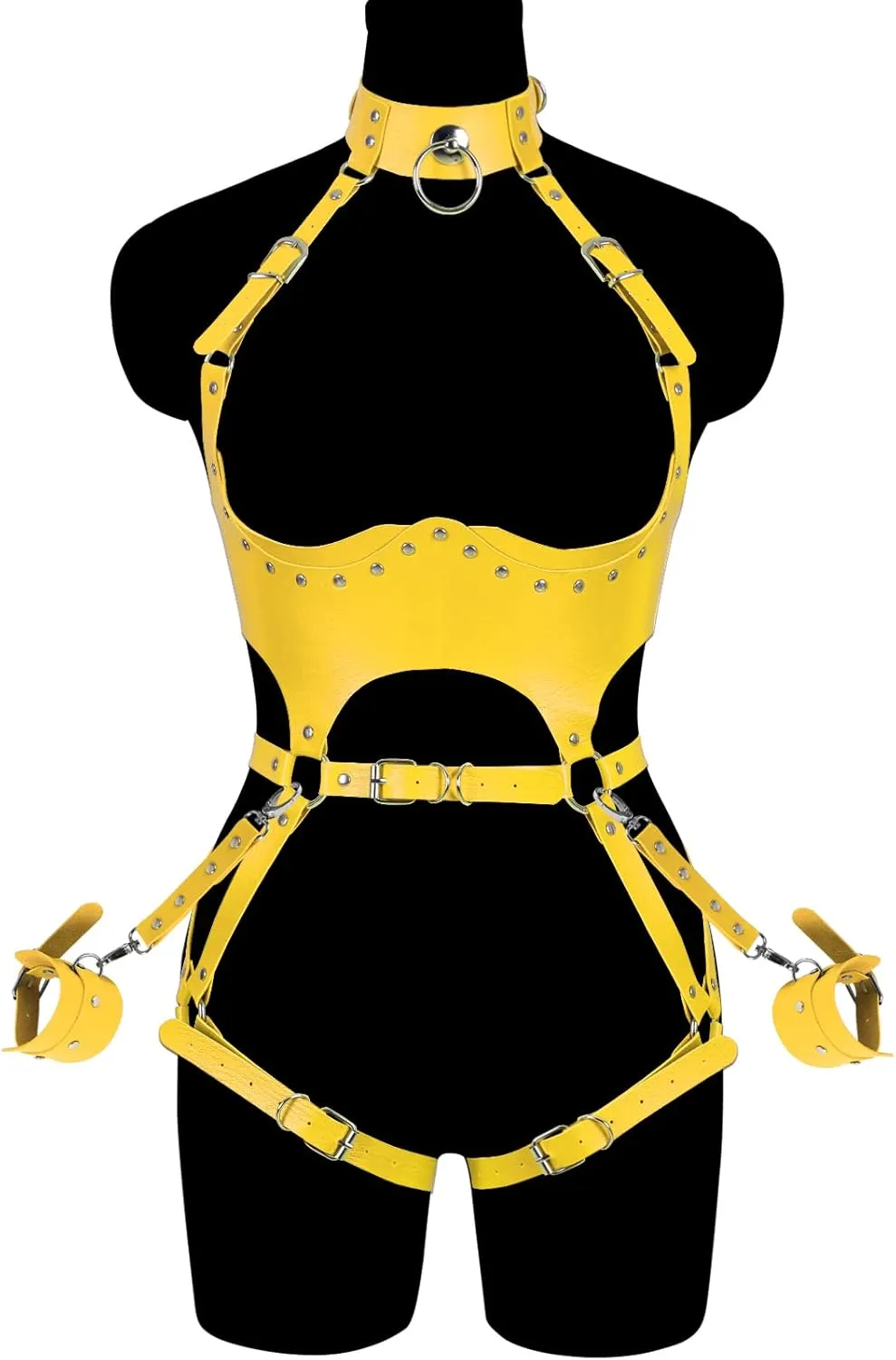 Waist Garter belt Punk Full body harness for women Photography Dance Rock Halloween Leather cage Chest strap set