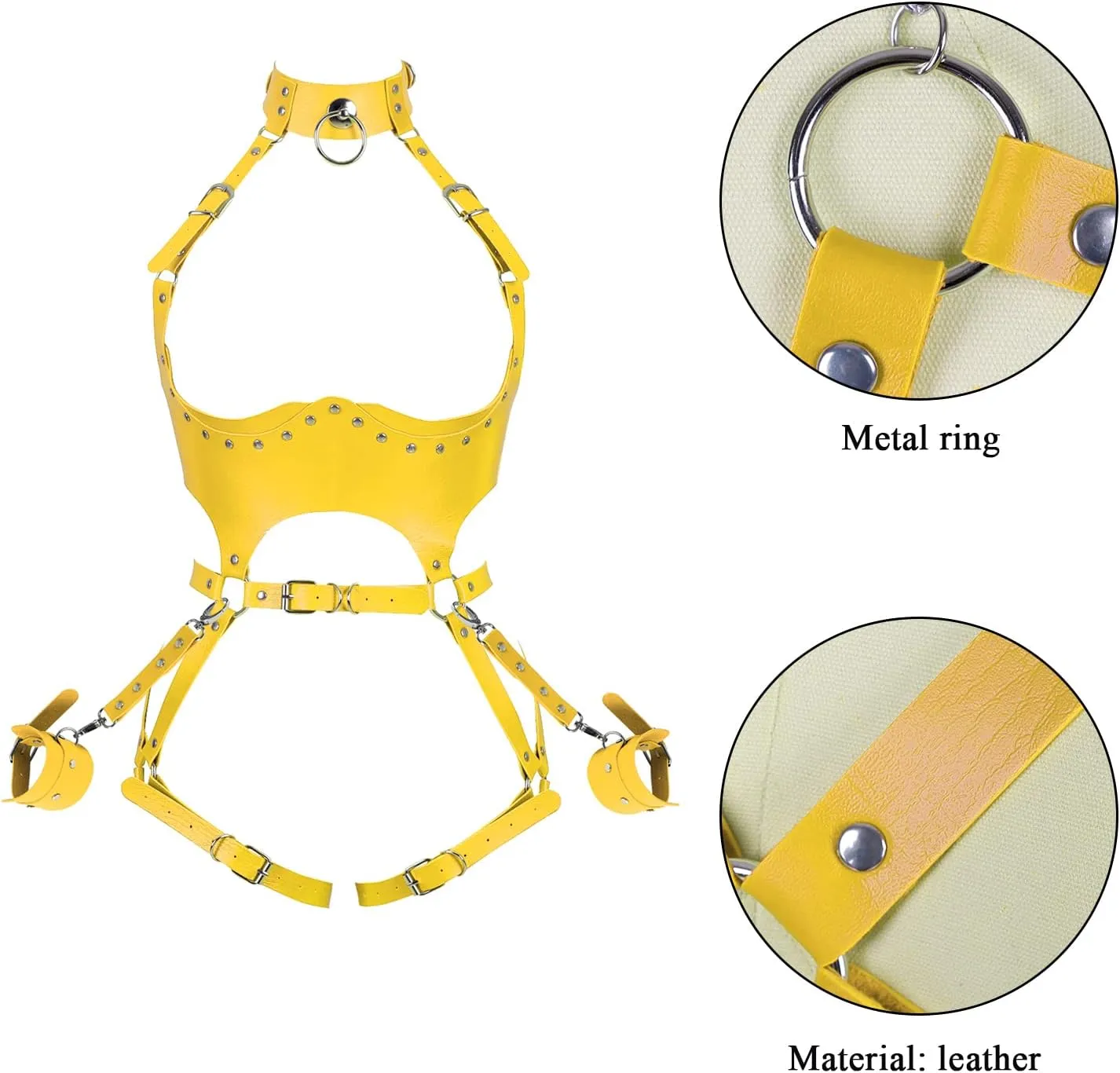 Waist Garter belt Punk Full body harness for women Photography Dance Rock Halloween Leather cage Chest strap set