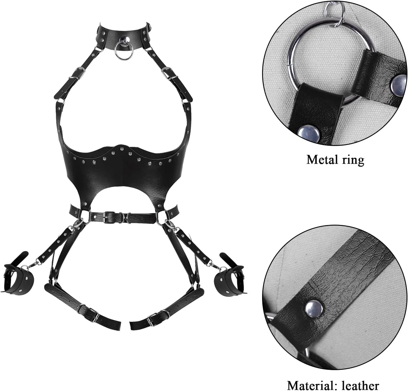 Waist Garter belt Punk Full body harness for women Photography Dance Rock Halloween Leather cage Chest strap set
