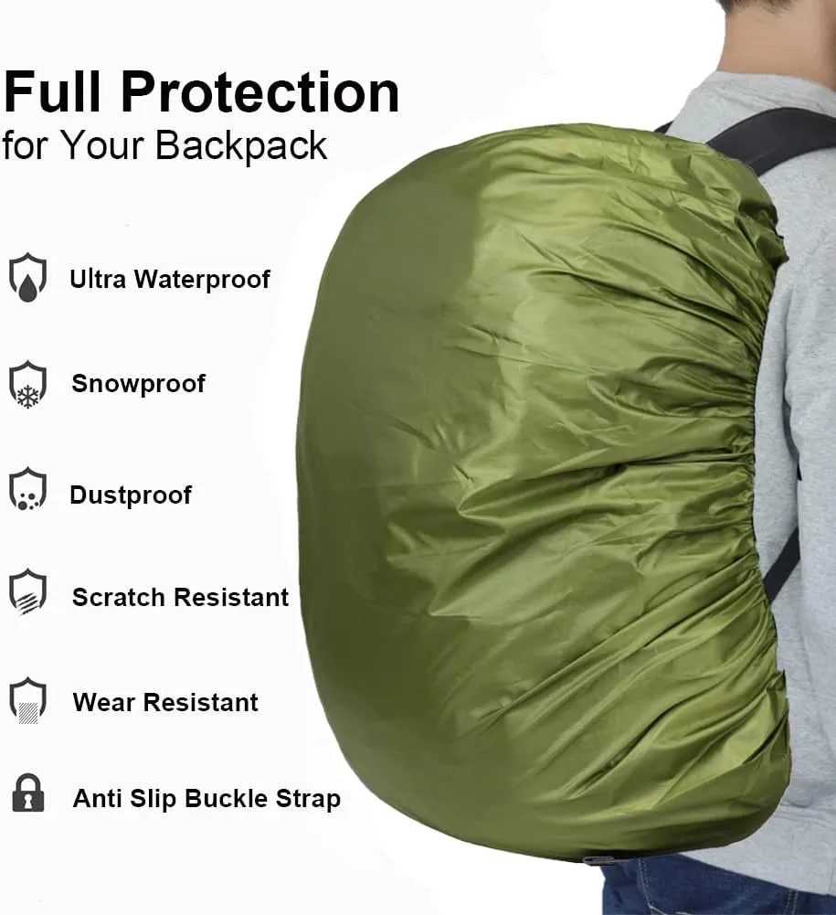 Waterproof Backpack Rain Cover with Anti Slip Buckle Strap for Camping, Hiking, Traveling, Hunting, Biking, 15-80L
