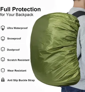Waterproof Backpack Rain Cover with Anti Slip Buckle Strap for Camping, Hiking, Traveling, Hunting, Biking, 15-80L