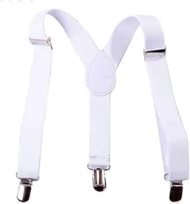 White Child Kids Girls Boys Suspenders Braces, Adjustable Clip on Y-Back Elastic Suspenders with Metal Clips for Boys Girls Boys' Accessories, Clothing, Shoes and Jewelry